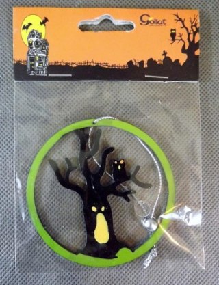 Czarna Zawieszka w Kształcie Drzewa w Kole, 8cm