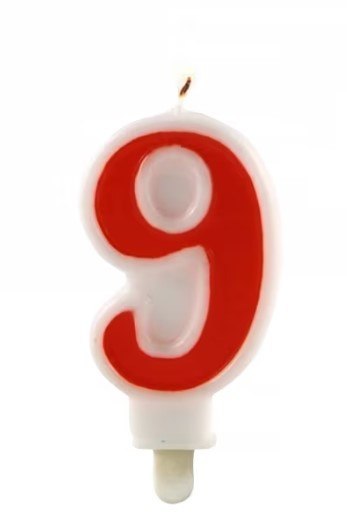 Świeczka 24szt. cyfra CZERWONA ,,9''