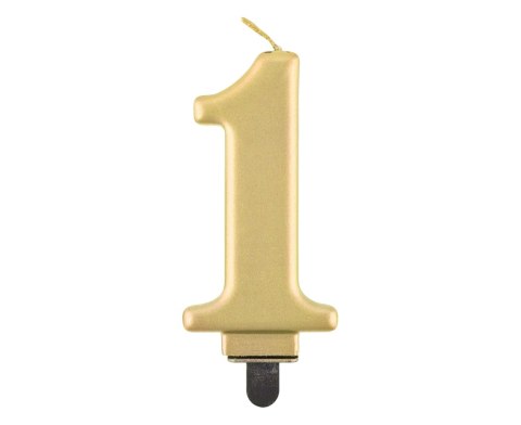 Świeczka cyfra 1 urodziny, metalik złota, 8 cm PF-SCZ1