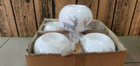 Świecznik ceramiczny na tea light KULA RENIFER 10x9cm | RC1838-31