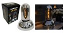 Lampion LED VELORA szklana tuba plastikowa SREBRNA podstawa 22 x 16 x 16 cm SL-C1-S