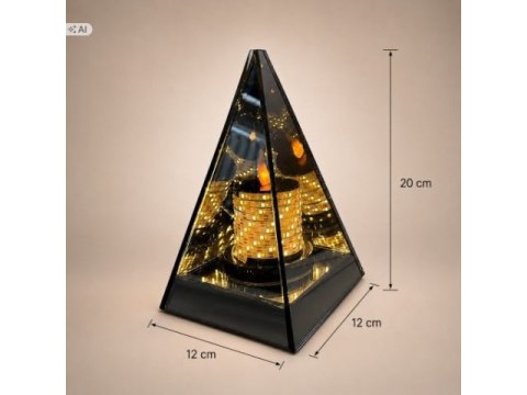 Lampion lustrzany 3D LED piramida 6012