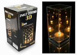 Latarnia lampion szklana znicz lustro lustrzany kwadrat 3D 16 x 9 cm SL-K1