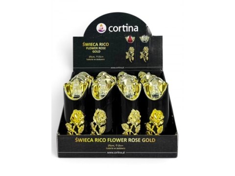 Świeca z różą led znicz 15 cm 47001