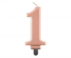 Świeczka B&C cyferka 1 metalik różowo-złota 8,0 cm PF-SCRZ1