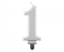 Świeczka B&C cyferka 1 metalik srebrna 8,0 cm PF-SCS1