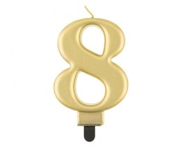 Świeczka B&C cyferka 8 metalik złota 8,0 cm PF-SCZ8