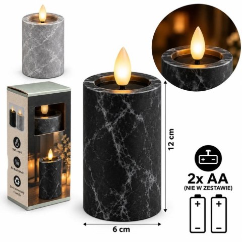 Świeczka led na baterie 2 x LR6 / AA wzór Kamień wym.6 x 12cm A7103