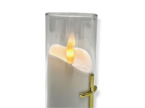 Świeczka led wkład do zniczy 12,5cm z krzyżem 7093