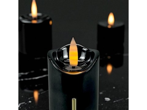Świeczka led / wkład do zniczy 12,5cm z krzyżem czarna sla7140