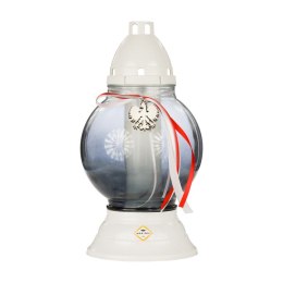 Znicz lampion szklany ozdobny patriotyczny wys. 33 cm