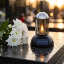 Świeca, lampion SOLARNY VELORA szklana tuba, plastikowa CZARNA podstawa 22x16x16 cm SL-C1S-B